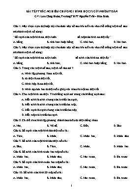 Bài tập trắc nghiệm Chương 1 môn Hình học Lớp 12 (Có đáp án)
